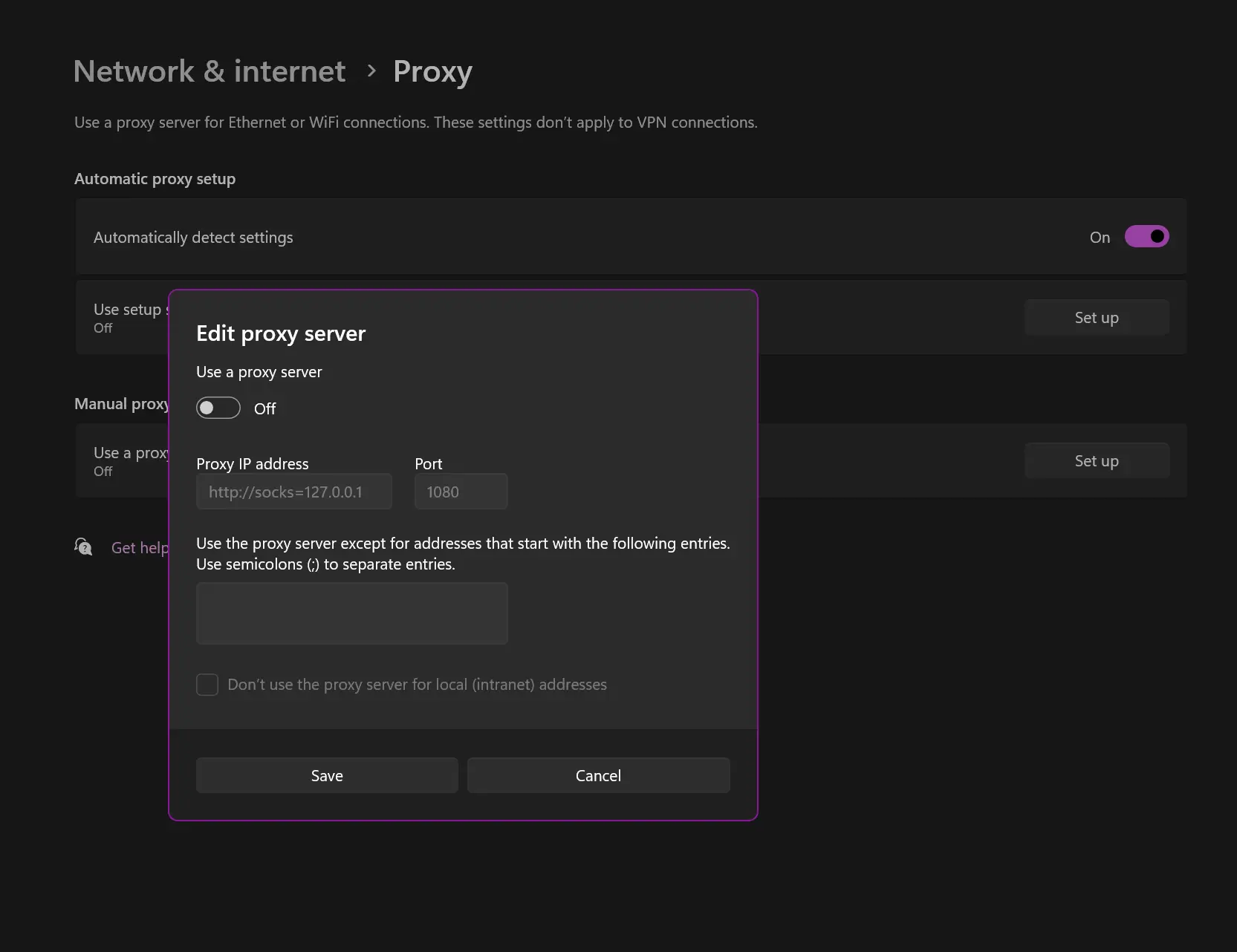 proxy settings
